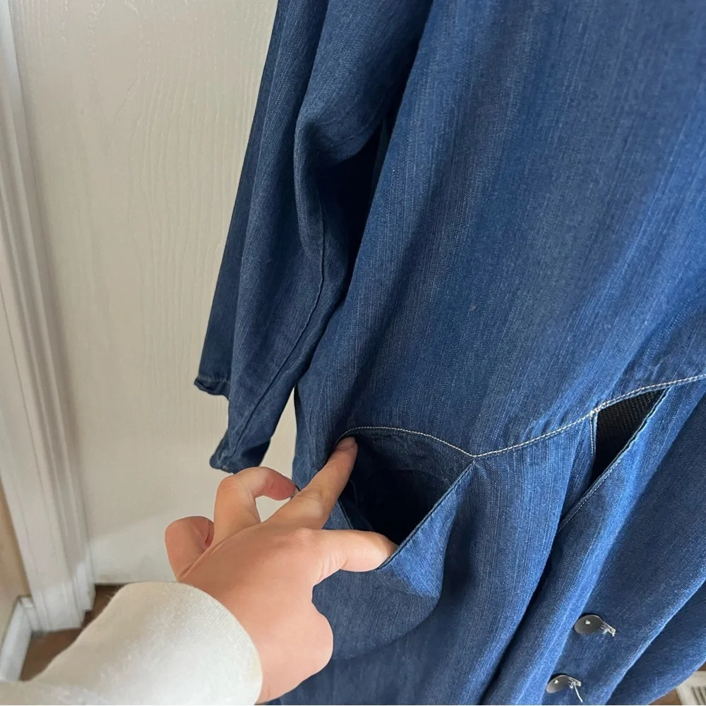 Cynthia Ashby Chambray Denim Asymmetrical Jacket Tunic